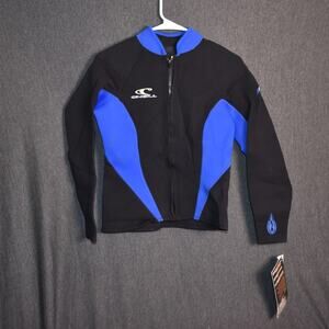 NEW (with Flaws) O'Neill Women's 14 Wetsuit Top Long Sleeve Black Blue Reactor